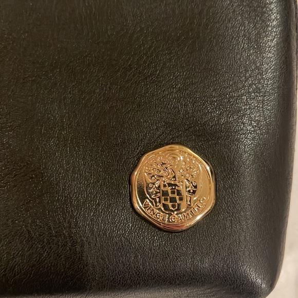 EUC Vince Camino Black Leather Clutch Gold Hardware - Picture 3 of 13